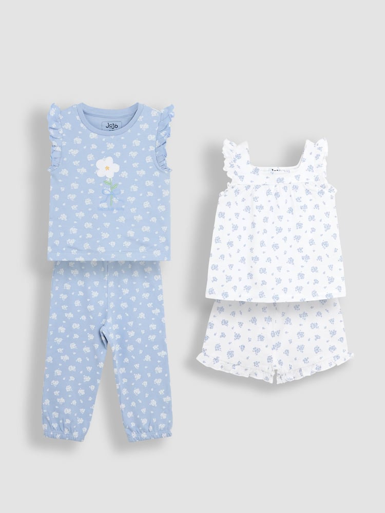 JoJo Maman Bébé Pale Blue 2-Pack Print Jersey Pyjamas - Image 1 of 12