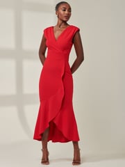 Jolie Moi Red Tara Sleeveless Draped Maxi Dress - Image 1 of 6