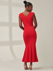 Jolie Moi Red Tara Sleeveless Draped Maxi Dress - Image 2 of 6