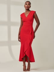 Jolie Moi Red Tara Sleeveless Draped Maxi Dress - Image 4 of 6