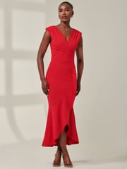 Jolie Moi Red Tara Sleeveless Draped Maxi Dress - Image 5 of 6