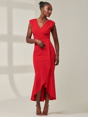 Jolie Moi Red Tara Sleeveless Draped Maxi Dress - Image 6 of 6
