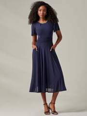 Jolie Moi Blue Ayla Plain Mesh Maxi Dress - Image 1 of 6