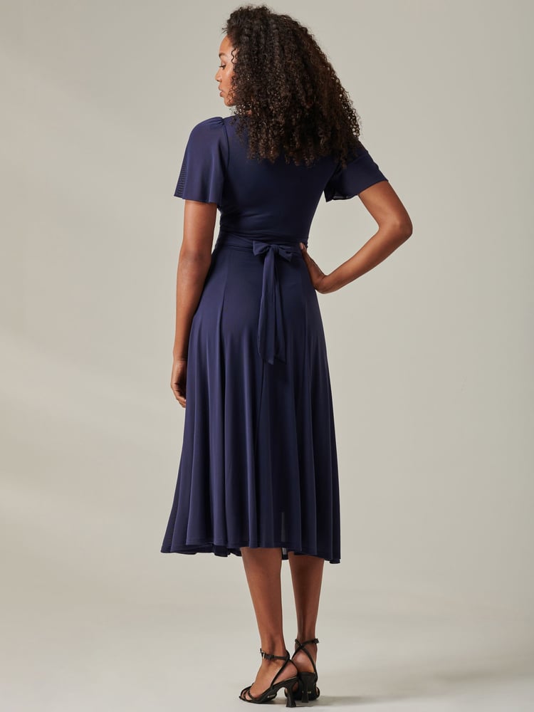 Jolie Moi Blue Ayla Plain Mesh Maxi Dress - Image 2 of 6