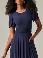 Jolie Moi Blue Ayla Plain Mesh Maxi Dress - Image 3 of 6