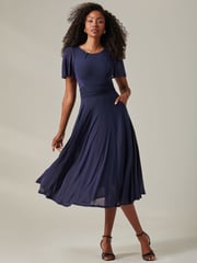 Jolie Moi Blue Ayla Plain Mesh Maxi Dress - Image 4 of 6