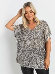 Yours Curve Natural Sequin Grown On Sleeve Top - Image 2 of 5