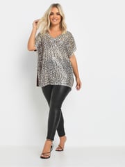 Yours Curve Natural Sequin Grown On Sleeve Top - Image 3 of 5