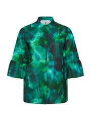 Yours Curve Green London Abstract Ruffle Sleeve Shirt - Image 5 of 5