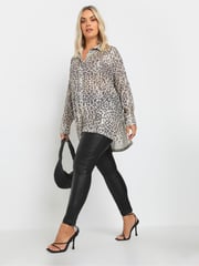 Yours Curve Natural Leopard Print Sequin Shirt - Image 5 of 6