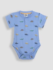 JoJo Maman Bébé Blue & Natural Short Sleeve Bodysuits 2-Pack - Image 2 of 7