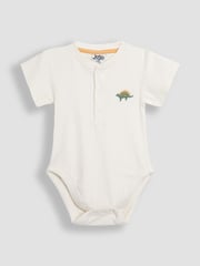 JoJo Maman Bébé Blue & Natural Short Sleeve Bodysuits 2-Pack - Image 4 of 7