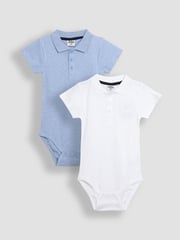 JoJo Maman Bébé White 2-Pack Plain Polo Shirt Bodysuits - Image 1 of 5