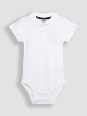 JoJo Maman Bébé White 2-Pack Plain Polo Shirt Bodysuits - Image 2 of 5