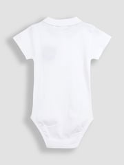 JoJo Maman Bébé White 2-Pack Plain Polo Shirt Bodysuits - Image 3 of 5
