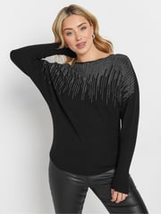 M&Co Black Studded Batwing Embellished Jumper - Image 1 of 6