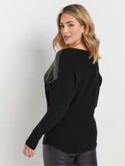 M&Co Black Studded Batwing Embellished Jumper - Image 4 of 6