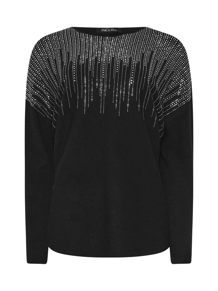 M&Co Black Studded Batwing Embellished Jumper - Image 6 of 6