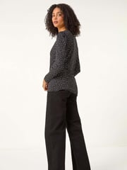 Roman Black Sweetheart Neck Polka Dot Top - Image 4 of 6