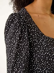 Roman Black Sweetheart Neck Polka Dot Top - Image 6 of 6