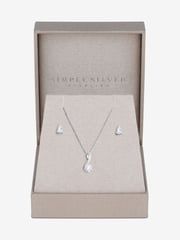Simply Silver Silver Tone 925 Polished and Cubic Zirconia Gift Boxed Peardrop Set - Image 2 of 5