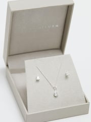 Simply Silver Silver Tone 925 Polished and Cubic Zirconia Gift Boxed Peardrop Set - Image 3 of 5