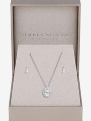 Simply Silver Silver Tone 925 Cubic Zirconia Pave Gift Boxed Pear Set - Image 1 of 4