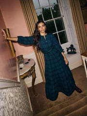Boden Blue Alba Check Maxi Dress - Image 1 of 7