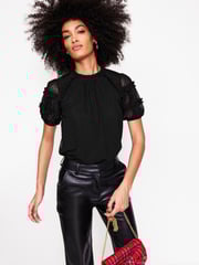 Boden Black Short Sleeve Tulle Top - Image 4 of 5