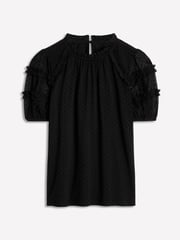 Boden Black Short Sleeve Tulle Top - Image 5 of 5