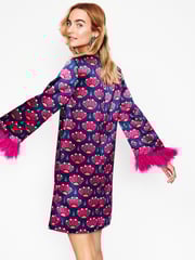 Boden Pink Faux Fur Feather Trim Short Dress - Image 1 of 6