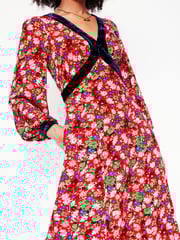 Boden Red Velvet Trim Maxi Tea Dress - Image 2 of 5