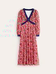 Boden Red Velvet Trim Maxi Tea Dress - Image 5 of 5