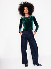 Boden Green Velvet Frill Neck Top - Image 4 of 5