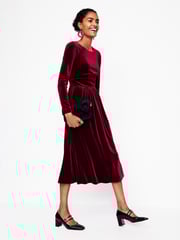 Boden Burgundy Thea Velvet Jersey Midi Dress - Image 2 of 4