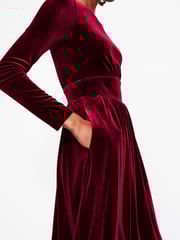 Boden Burgundy Thea Velvet Jersey Midi Dress - Image 3 of 4