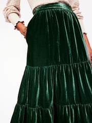 Boden Green Viv Velvet Tiered Maxi Skirt - Image 2 of 5