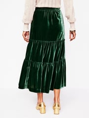 Boden Green Viv Velvet Tiered Maxi Skirt - Image 3 of 5