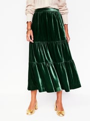 Boden Green Viv Velvet Tiered Maxi Skirt - Image 4 of 5