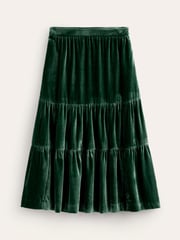 Boden Green Viv Velvet Tiered Maxi Skirt - Image 5 of 5