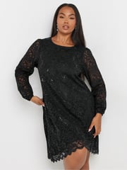 Yours Curve Black Lace Midi Dress - Image 4 of 5