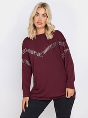 Yours Curve Red Chevron Studded Jumper - Image 1 of 6