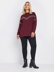 Yours Curve Red Chevron Studded Jumper - Image 3 of 6