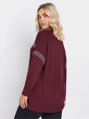 Yours Curve Red Chevron Studded Jumper - Image 4 of 6