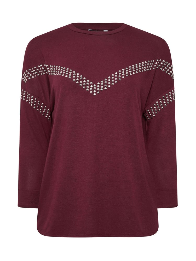 Yours Curve Red Chevron Studded Jumper - Image 6 of 6 Yours Curve Red Chevron Studded Jumper - Image 6 of 6