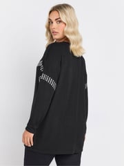 Yours Curve Black Chevron Studded Jumper - Image 3 of 5