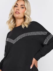 Yours Curve Black Chevron Studded Jumper - Image 4 of 5