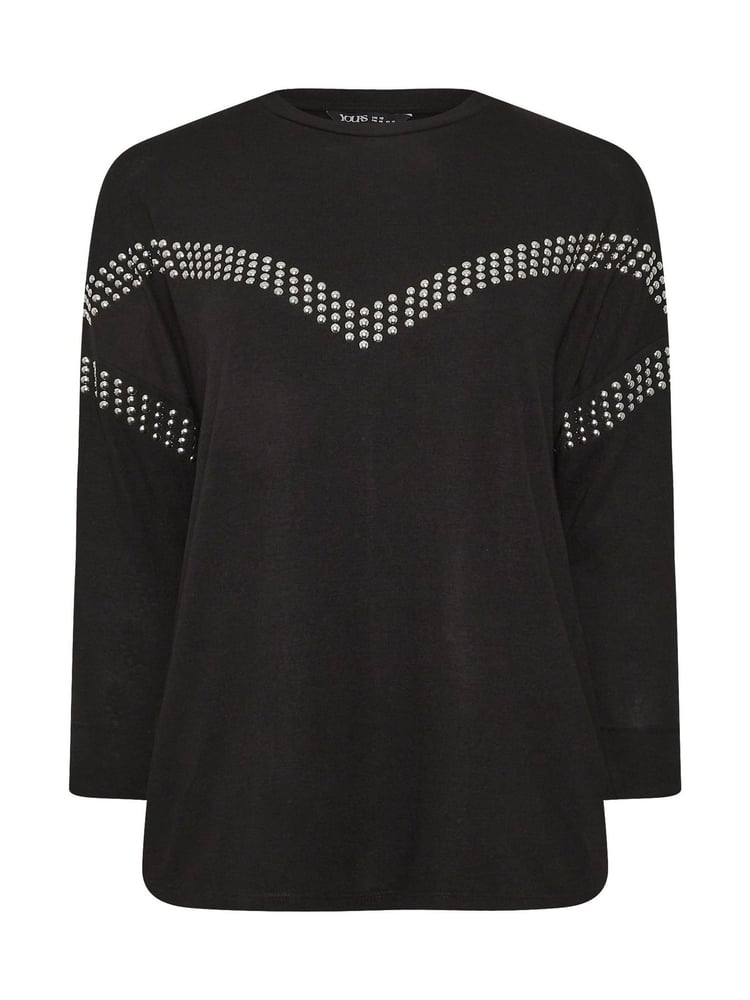 Yours Curve Black Chevron Studded Jumper - Image 5 of 5
