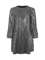 Yours Curve Silver Flute Sleeve Plisse Dress - Image 5 of 5