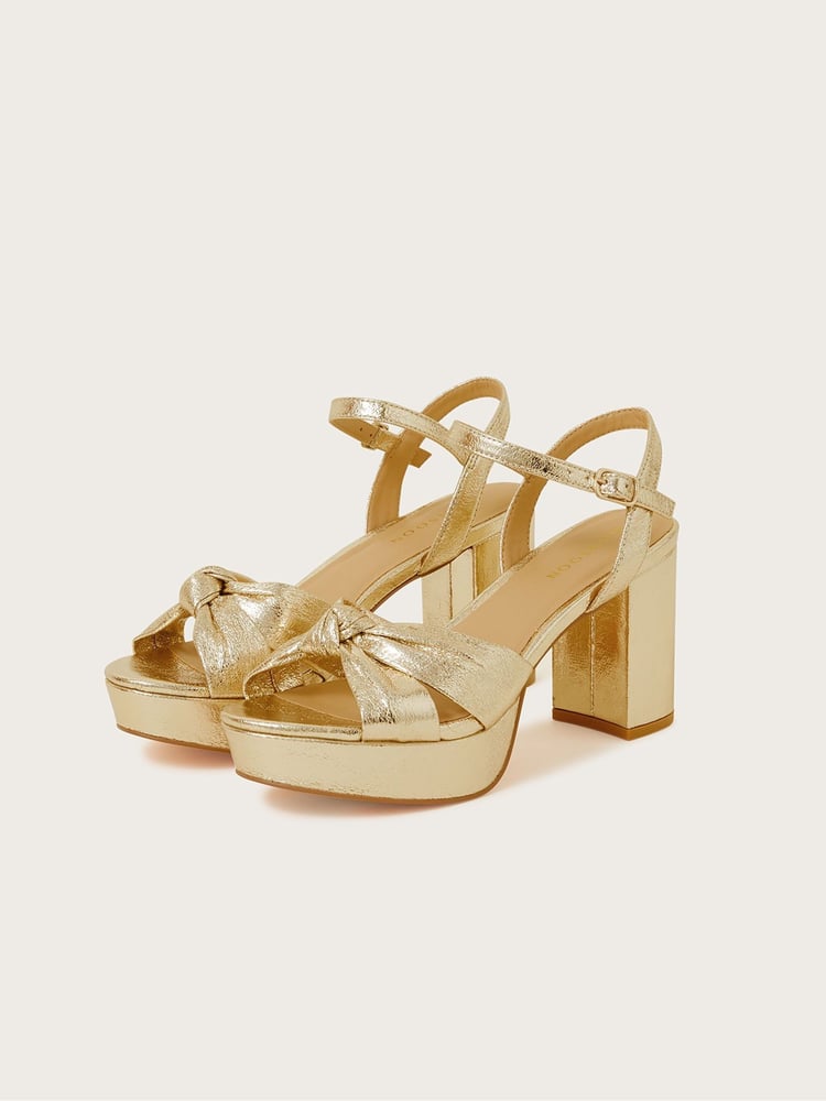 Monsoon Gold Metallic Twist Knot Sandals - Image 2 of 3 Monsoon Gold Metallic Twist Knot Sandals - Image 2 of 3